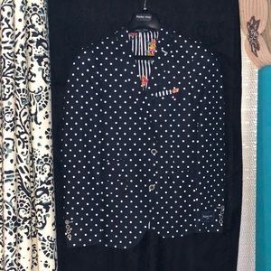 DOVER NOTCH JACKET - SLIM - NAVY & WHITE DOT